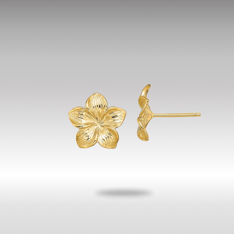 Gold Plumeria Flower Post Earrings – Model TE723