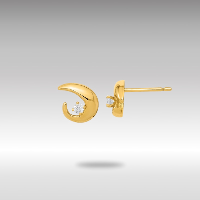 Gold Polished CZ Fancy Post Earrings – Model YE1989