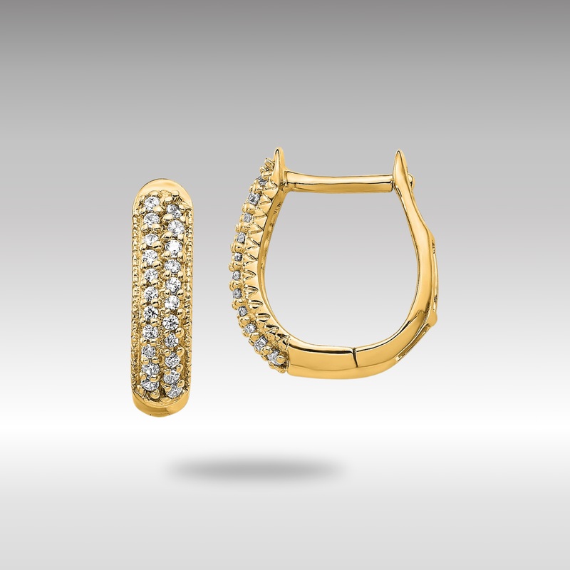 Gold Polished Diamond Hinged Hoop Earrings – Model EM5385-016-YA