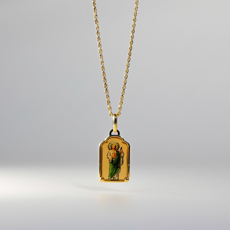 Gold St. Jude Enamel Plate Pendant – Model 0168