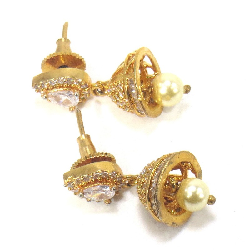 Jewelshingar Jewellery Gold Plated Diamond Earring For Women ( 61087EAJ )
