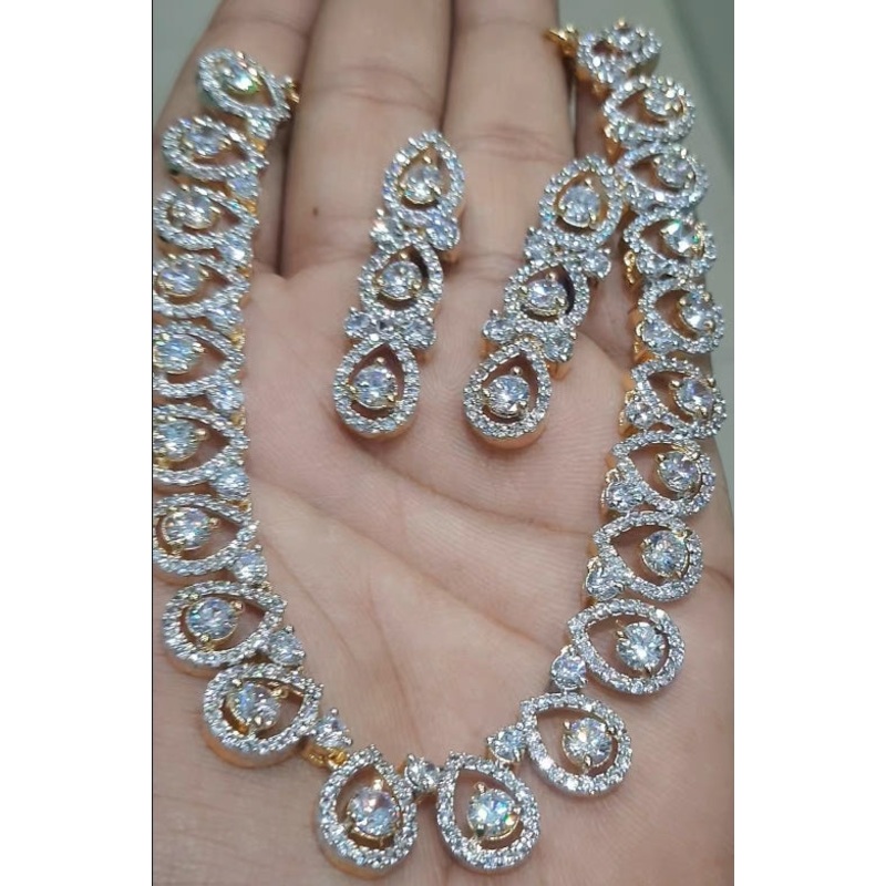 JewelshingarAmerican Diamond Necklace with earrings(095641NAD)