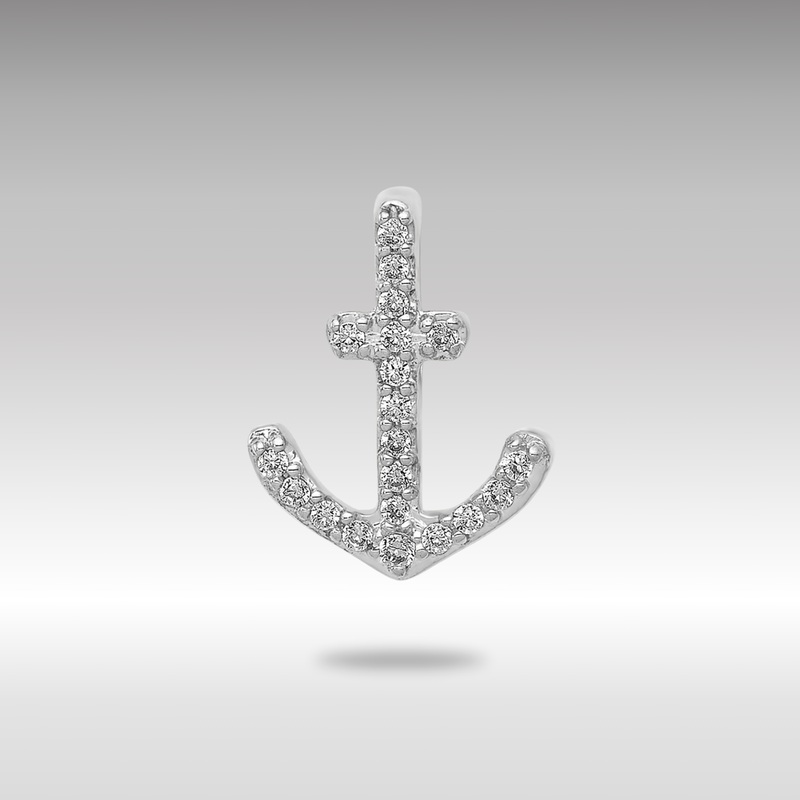 White Gold 1/10ct. Diamond Anchor Chain Slide Pendant – Model PM5205-010-WA