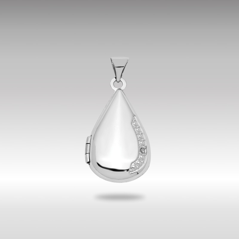 White Gold 21mm Tear Drop Diamond Locket Pendant – Model XL559