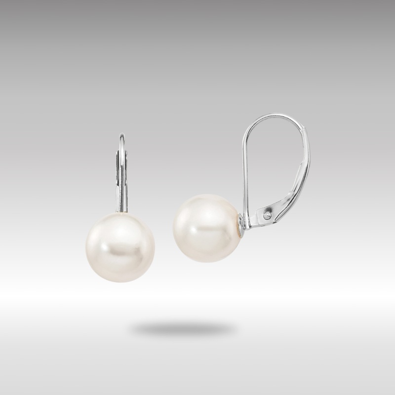 White Gold 8-9mm Round White Saltwater Akoya Leverback Earrings – Model XFW482E