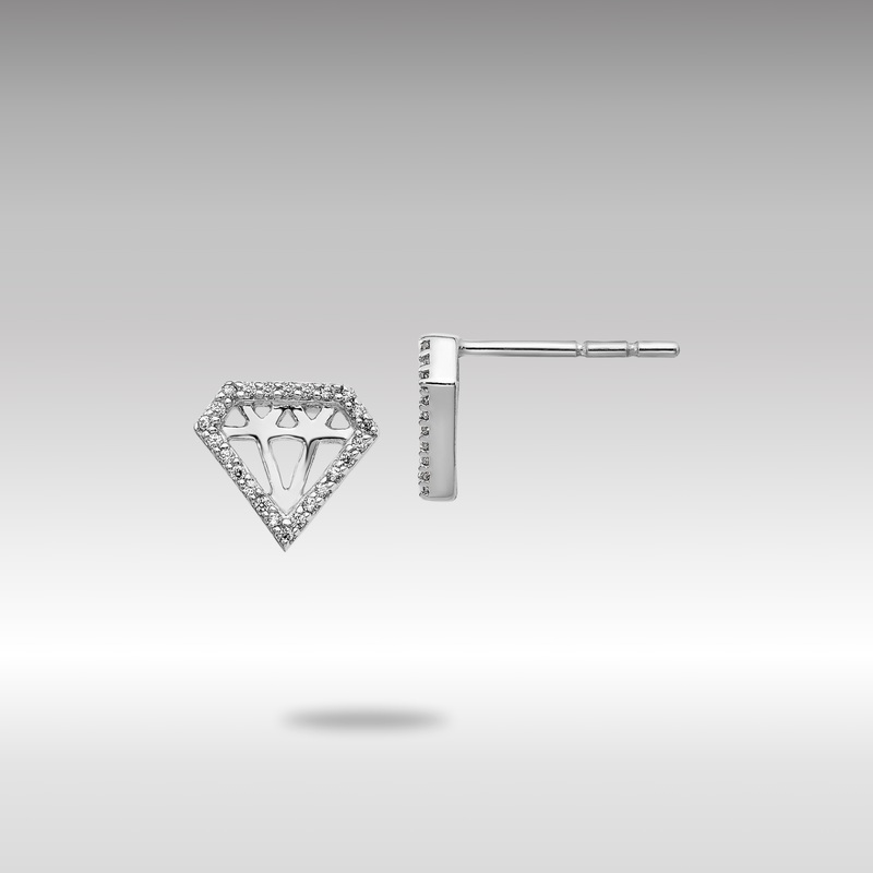 White Gold Diamond Gemstone-Shaped Earrings – Model EM3697-014-WA