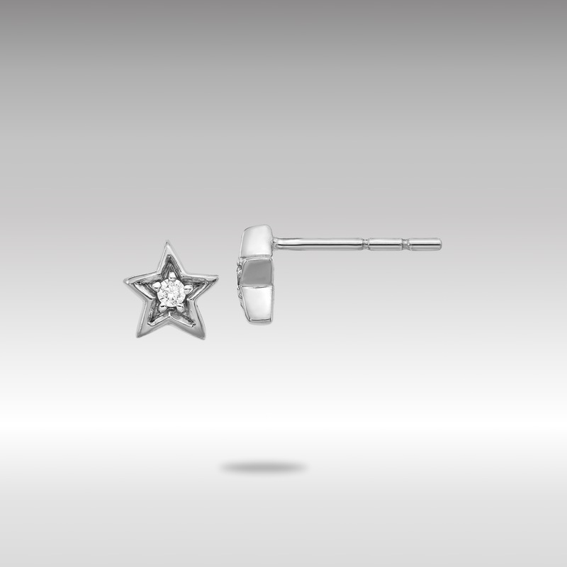 White Gold Diamond Star Post Earrings – Model EM5510-005-WA
