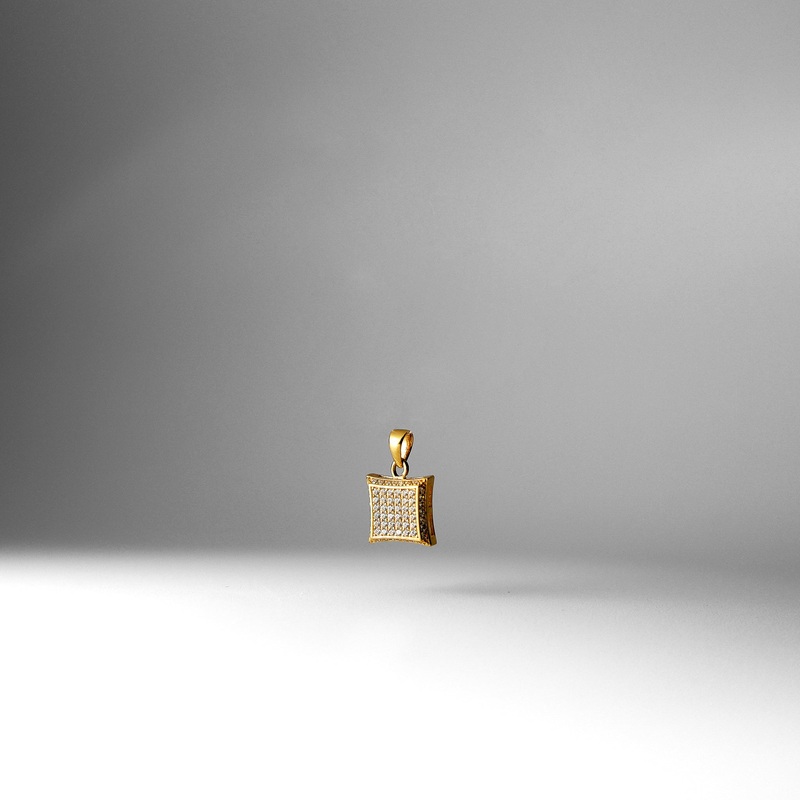 Gold 10mm Curved Square CZ Pendant – Model 686