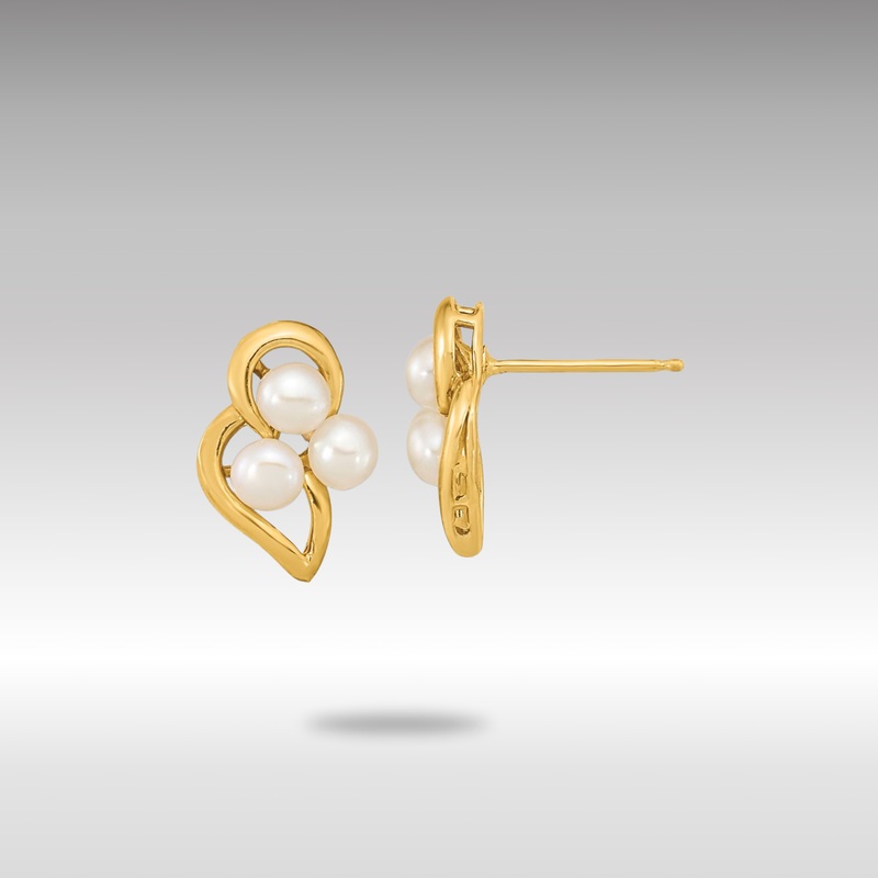 Gold 3-4mm White Button Freshwater Cultured Pearl Post Earrings – Model XF602E