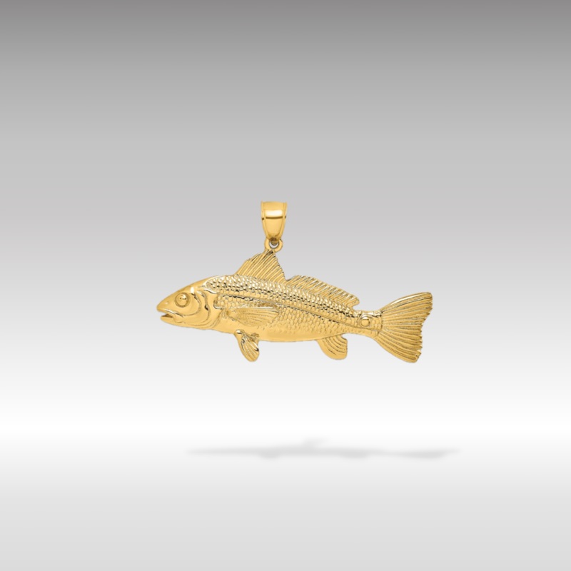 Gold 3D Large Red Fish Pendant