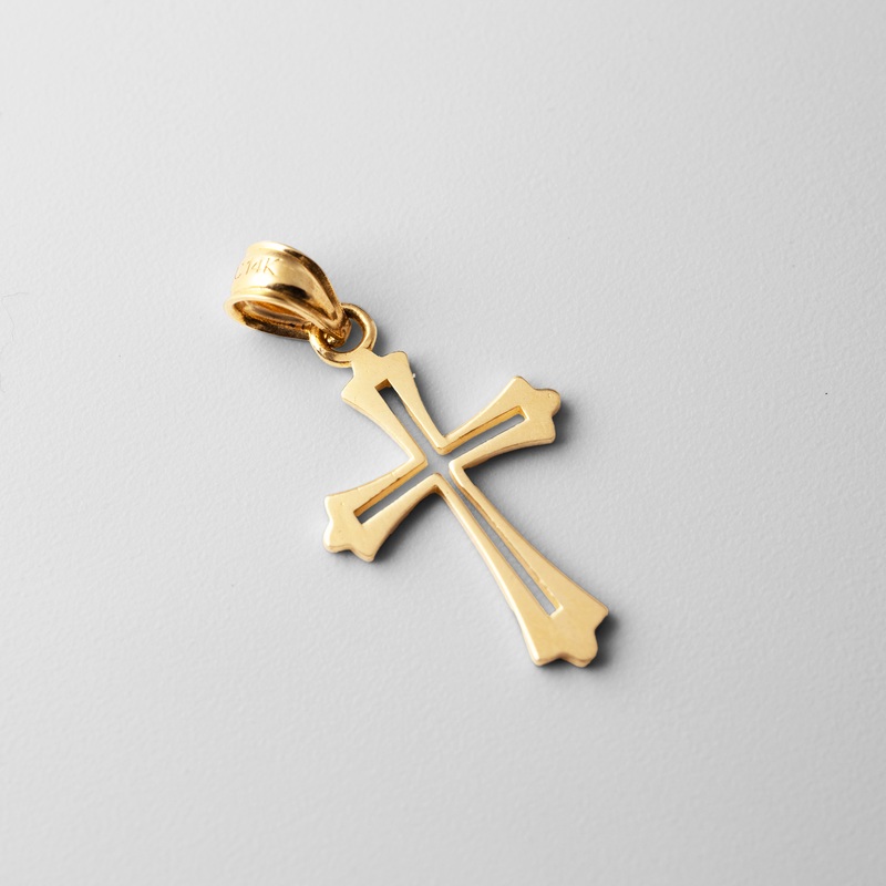 Gold Catholic Cross Pendant – Model 120