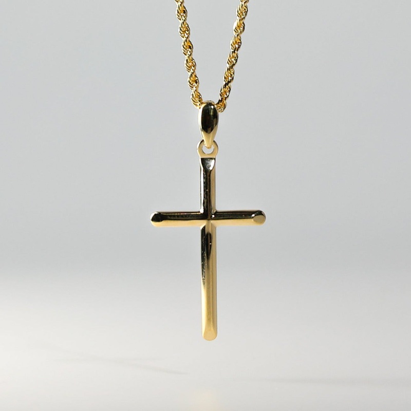 Gold Classic Tube Cross Pendant – Model 0878