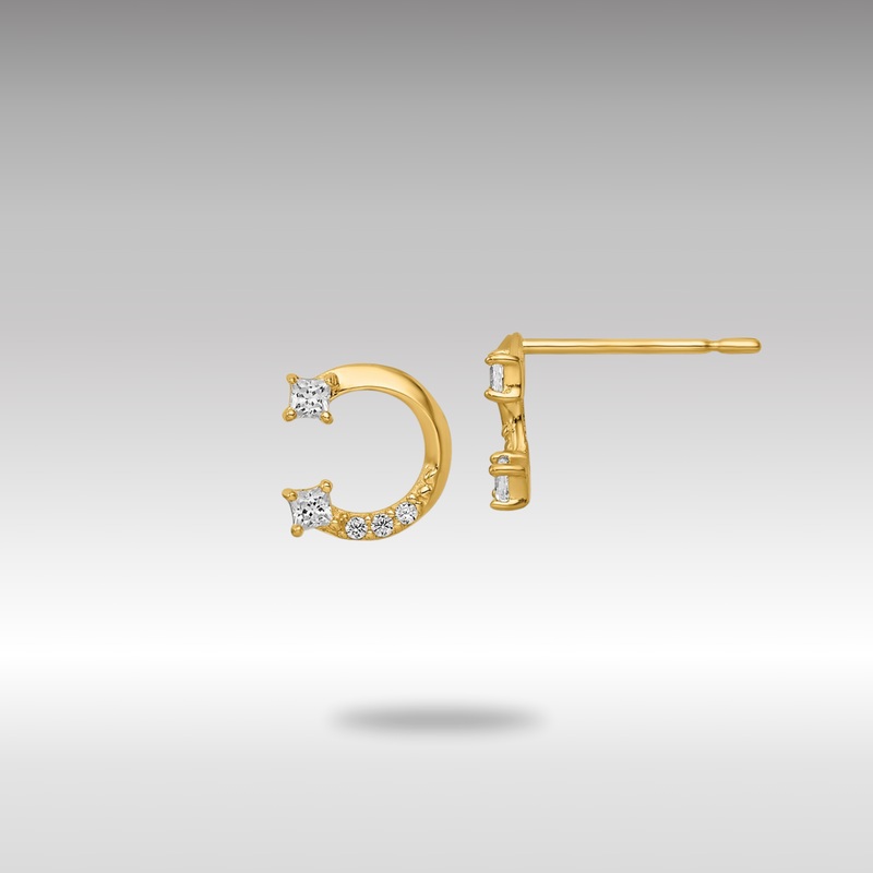Gold CZ Horseshoe Post Earrings – Model YE2057