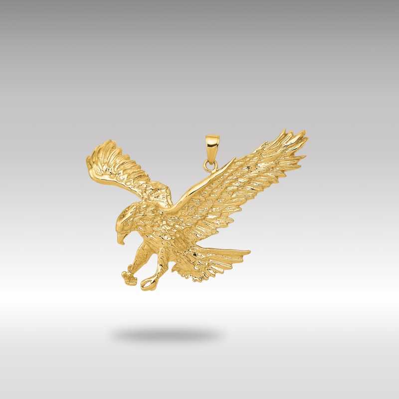 Gold Extra Large Solid Polished Eagle Pendant – Model C2430