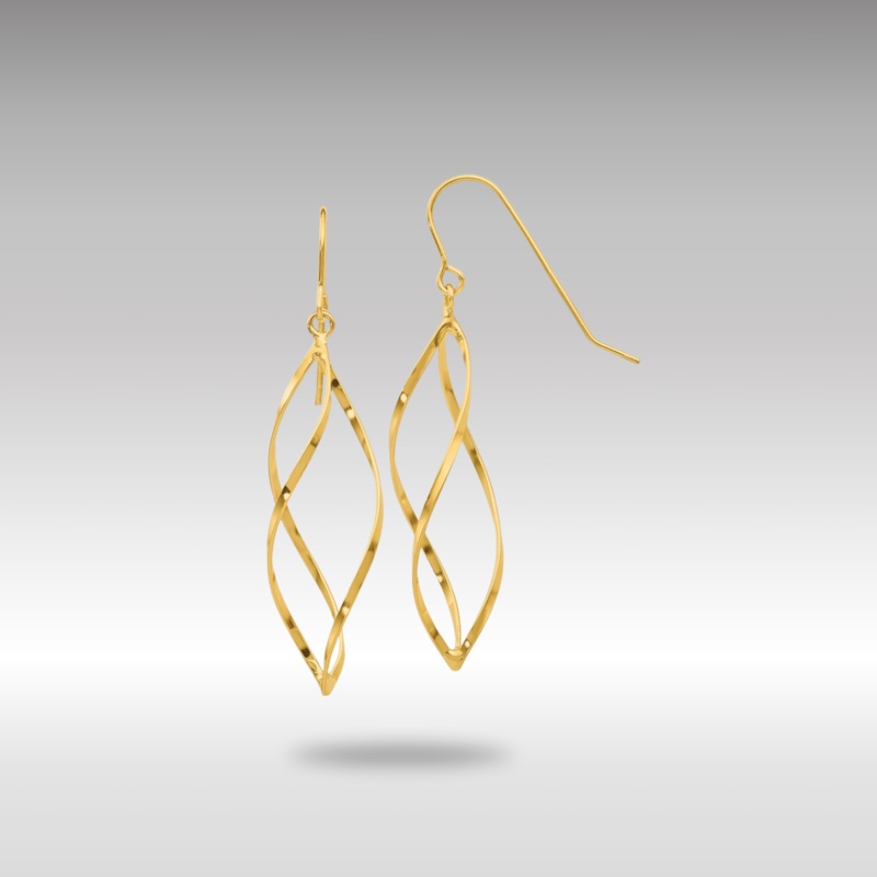 Gold Fancy Twisted Dangle Earrings Model-TL428