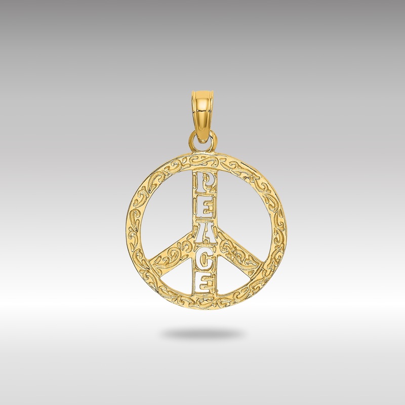 Gold Flat Textured Peace Sign Charm – Model K7135