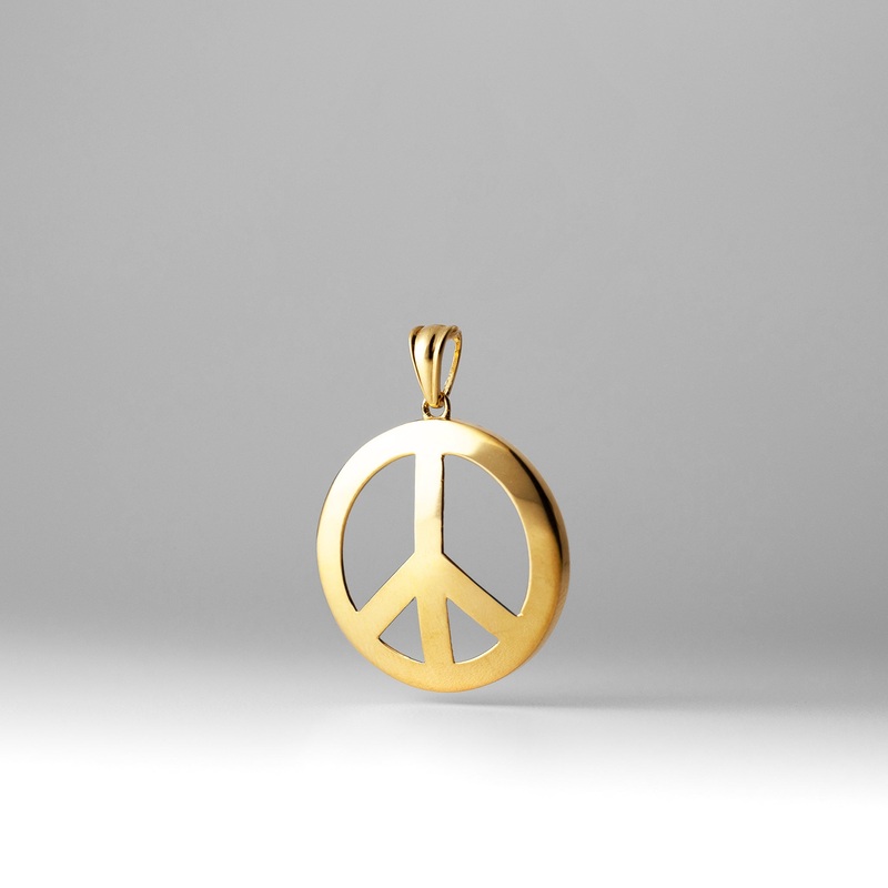 Gold Large Peace Sign Pendant – Model 1736