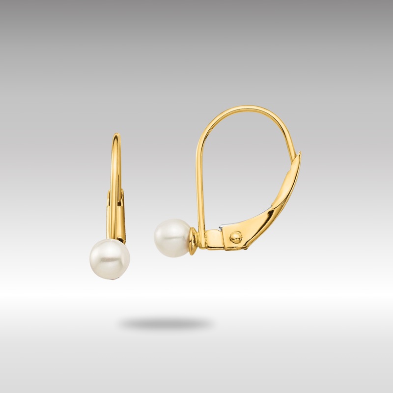 Gold Madi K 3-4mm White Round FW Cultured Pearl Leverback Earrings – Model GK250