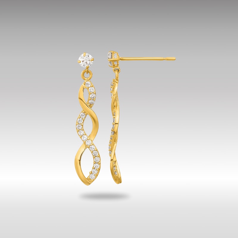 Gold Madi K CZ Twisted Dangle Post Earrings – Model SE2547