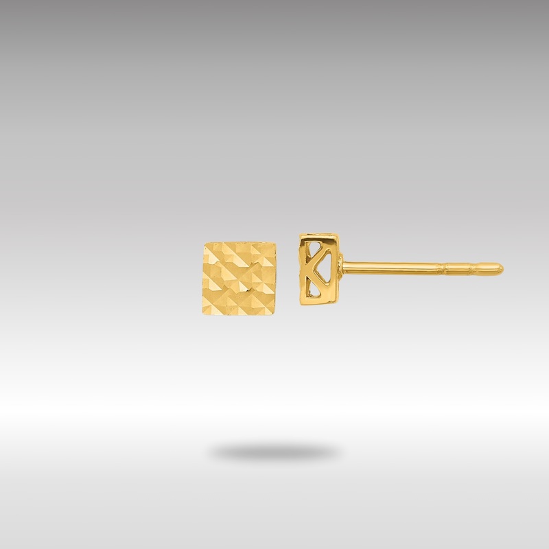 Gold Polished and Diamond-cut Square Post Earrings – Model YE2165