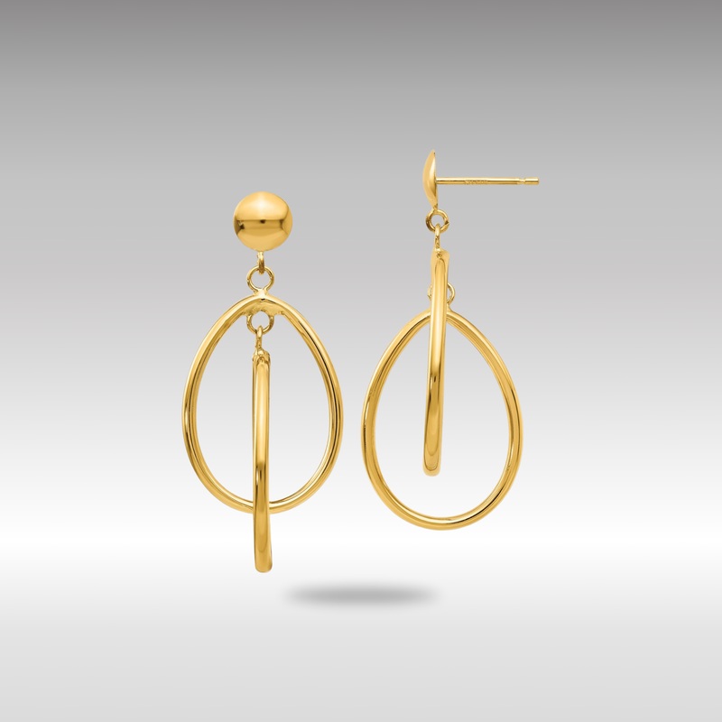 Gold Polished Oval Dangle Earrings – Model E780