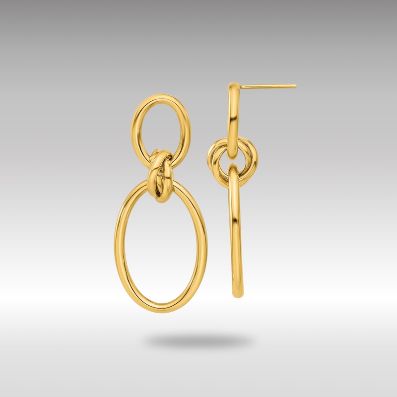 Gold Polished Oval Dangle Post Earrings – Model LE2280