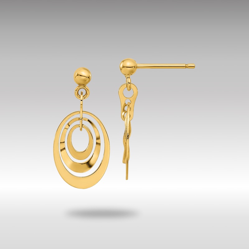 Gold Polished Ovals Post Dangle Earrings – Model LE2235