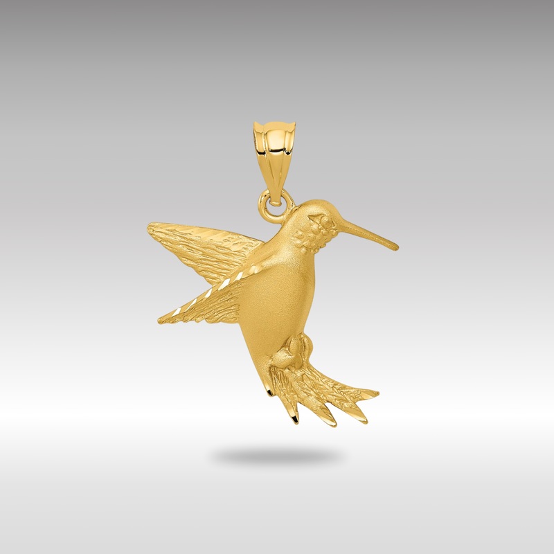 Gold Satin Finish Hummingbird Charm – Model C539