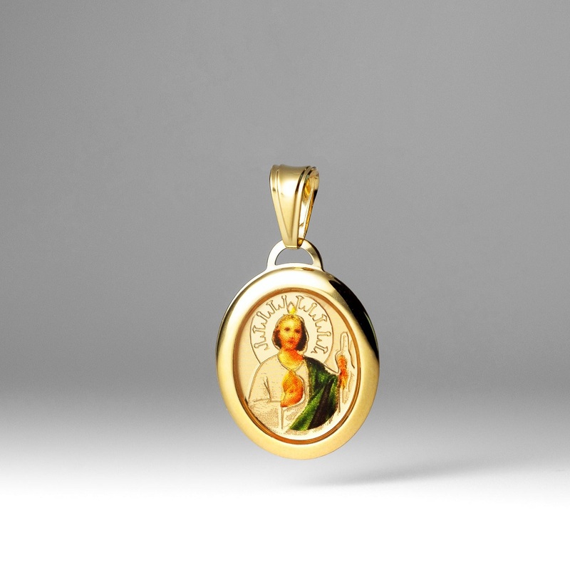Gold St. Jude Enamel Plate Pendant – Model 0171