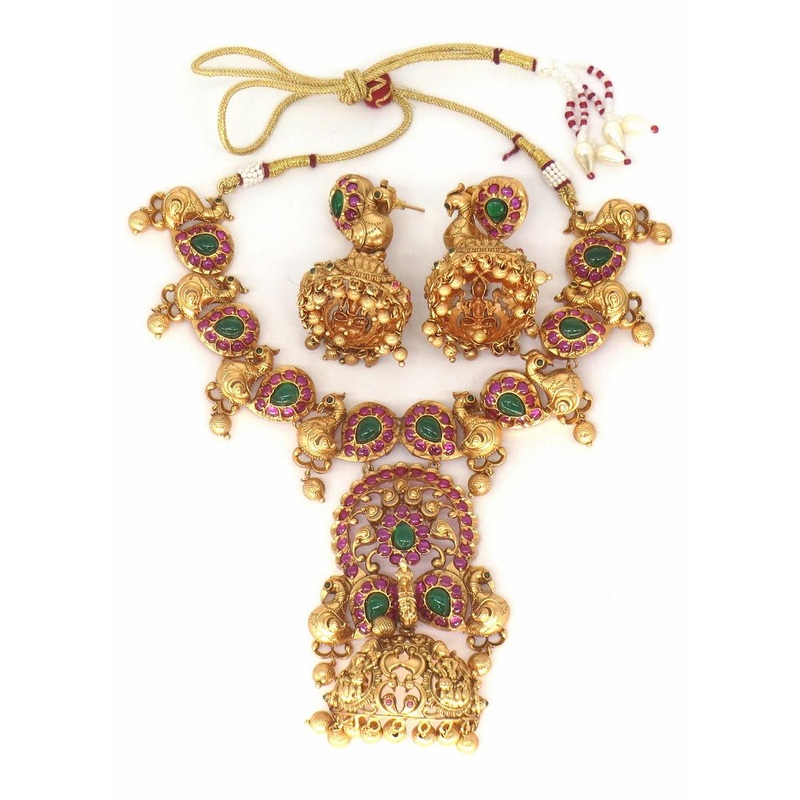 Jewelshingar Jewellery Fine Antique Polki Kundan Gold Plated Multi Colour Necklace For Women ( 61299AST )