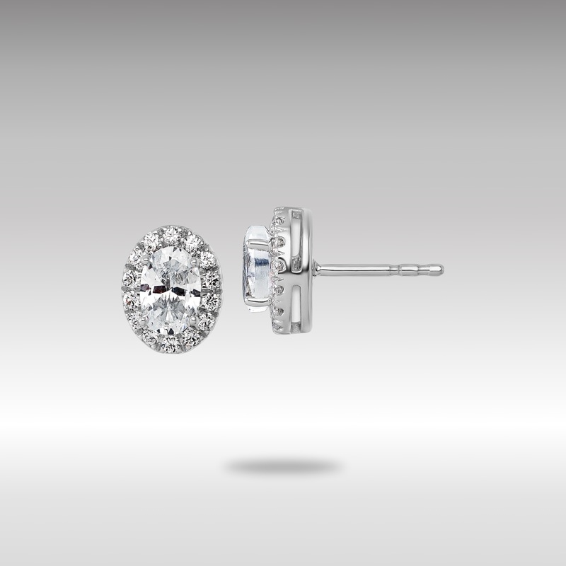 White Gold Lab Grown Diamond VS/SI FGH Oval Halo Earrings Semi-Mount – Model EM10431-125-WLG