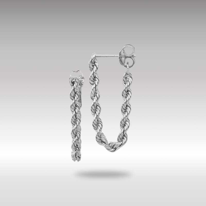White Gold Rope Chain Dangle Post Earrings Model-TL857
