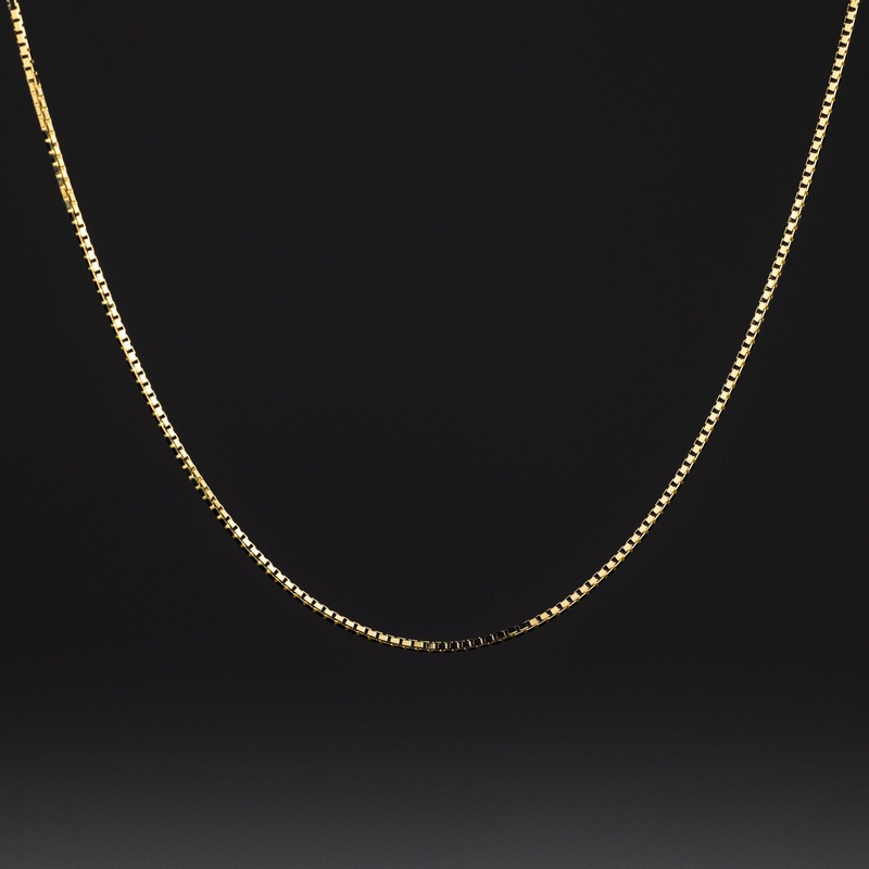 0.8mm Gold Box Chain Necklace – Model 0256