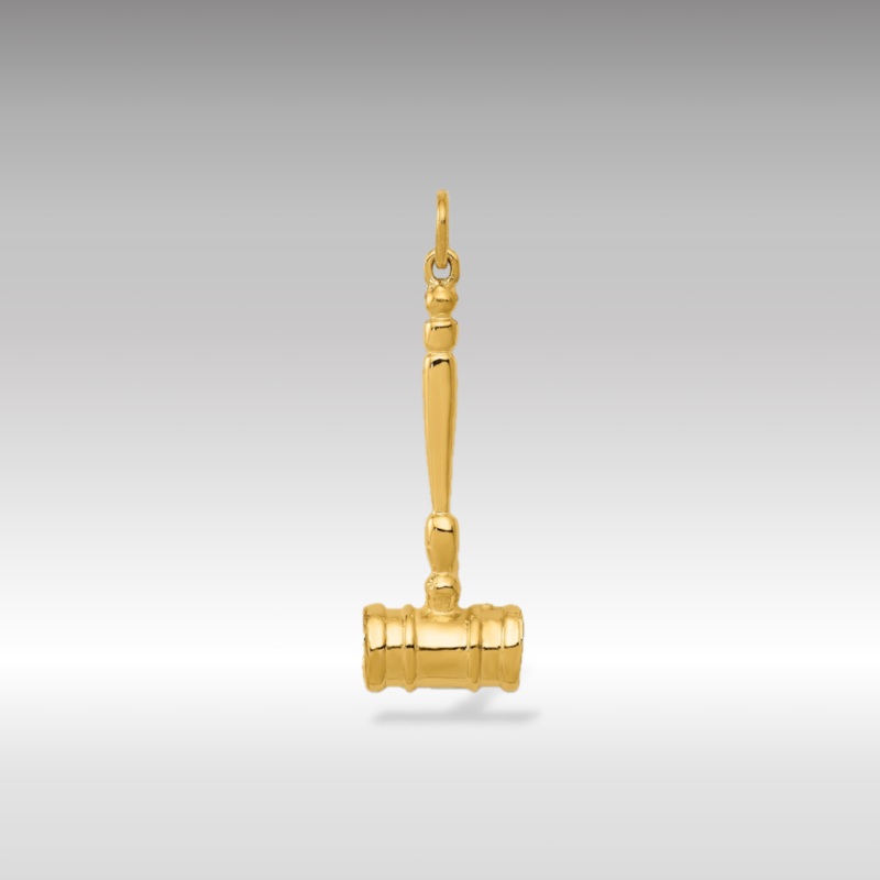 Gold 3D Judge’s Gavel Pendant