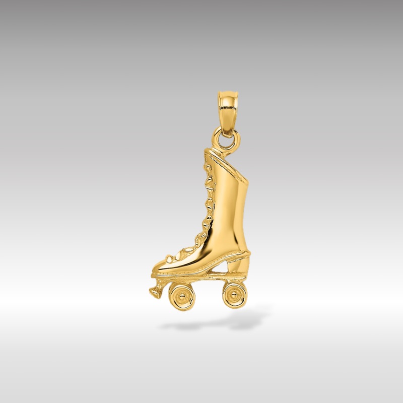 Gold 3D Roller Skate Pendant – Model K8729