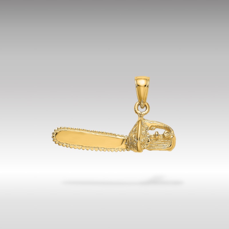 Gold 3D Small Chain Saw Pendant