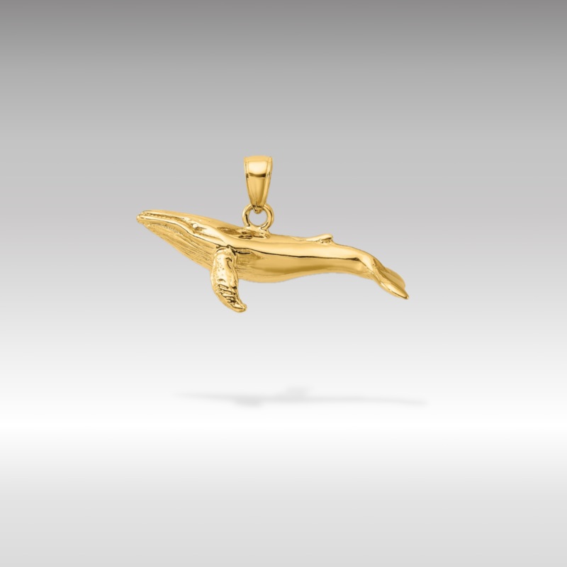 Gold 3D Textured Underside Humpback Whale Pendant