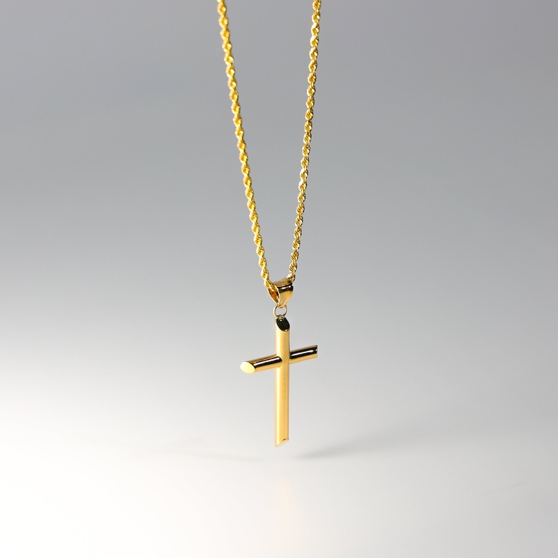 Gold Classic Plain Tube Cross Pendant – Model 16