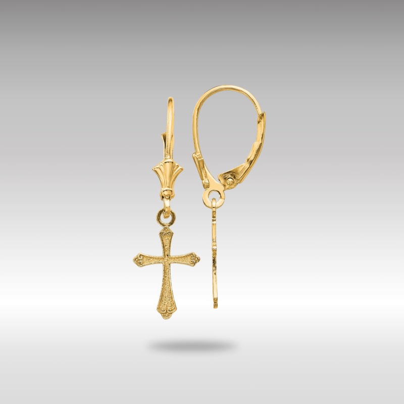 Gold Dangle Cross Leverback Earrings Model-TF1775