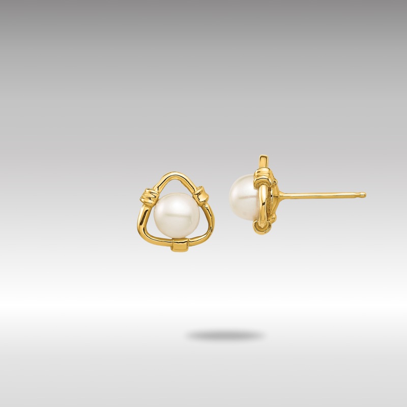 Gold Madi K 4-5mm White Button Freshwater Cultured Pearl Stud Earrings – Model SE2952