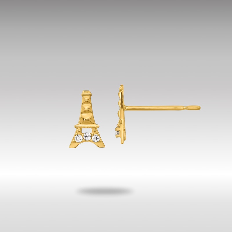 Gold Madi K Kids CZ Eiffel Tower Post Earrings – Model GK909