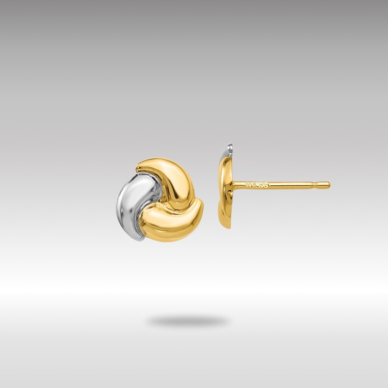 Gold Polished and Rhodium Fancy Post Earrings – Model YE317