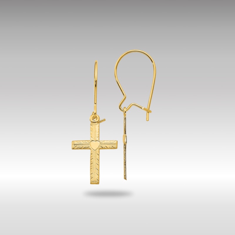 Gold Polished and Satin Cross Earrings Model-REL182