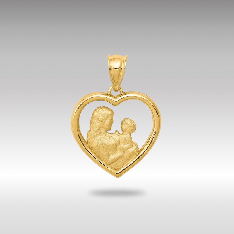 Gold Polished and Satin Mom/Baby Heart Charm – Model K4753