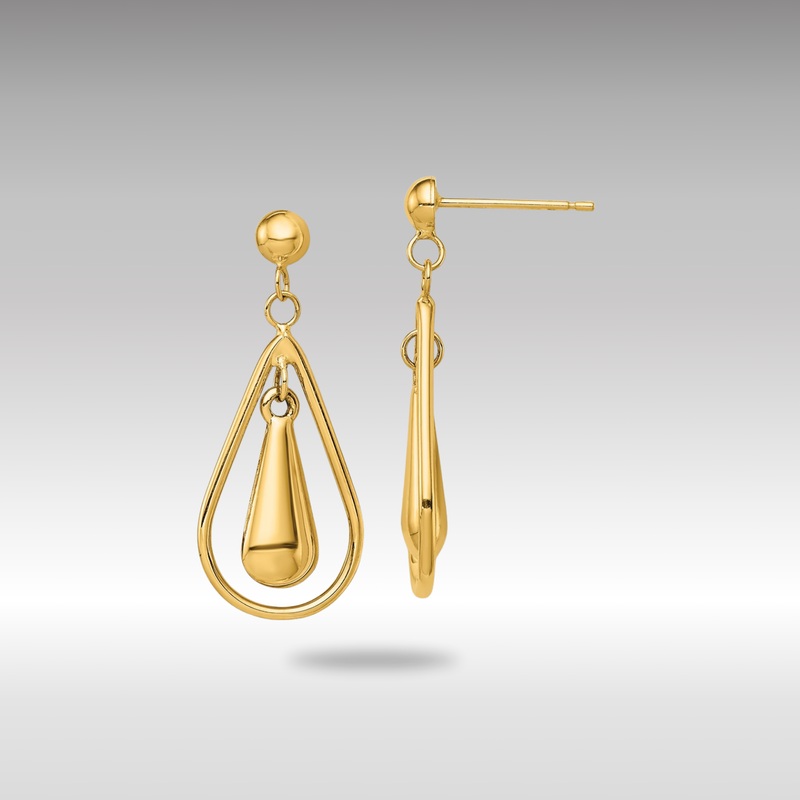 Gold Polished Dangle Post Earrings – Model TL1164
