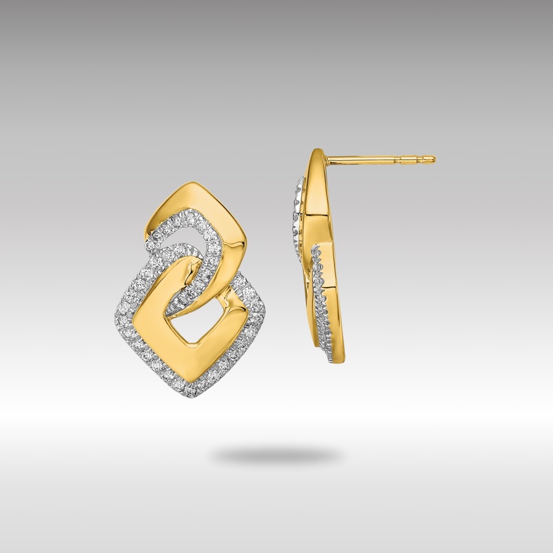 Gold Polished Diamond Fancy Shaped Post Earrings – Model EM6904-033-YA