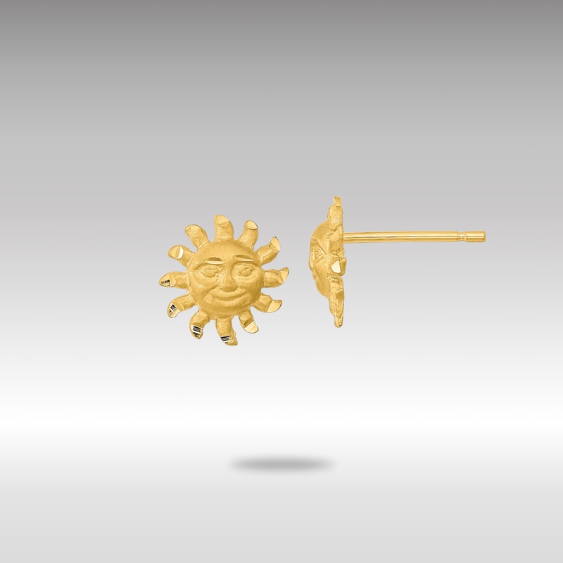 Gold Satin Diamond-cut Sun Post Earrings – Model TE653