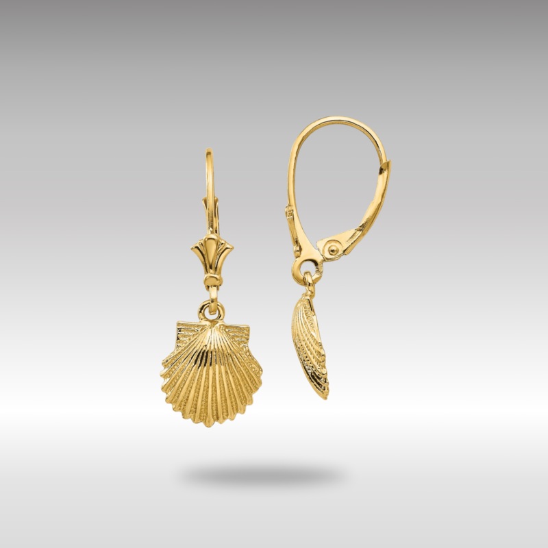 Gold Scallop Shell Leverback Earrings Model-K4459