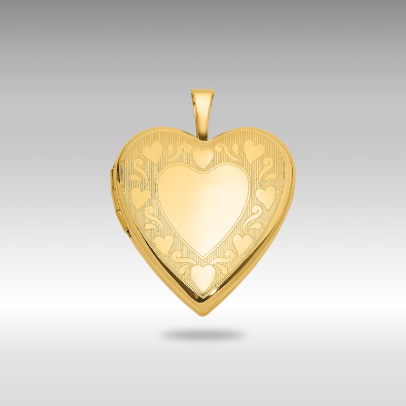 Gold Textured and Polished Heart Design 20mm Heart Locket – Model XL851