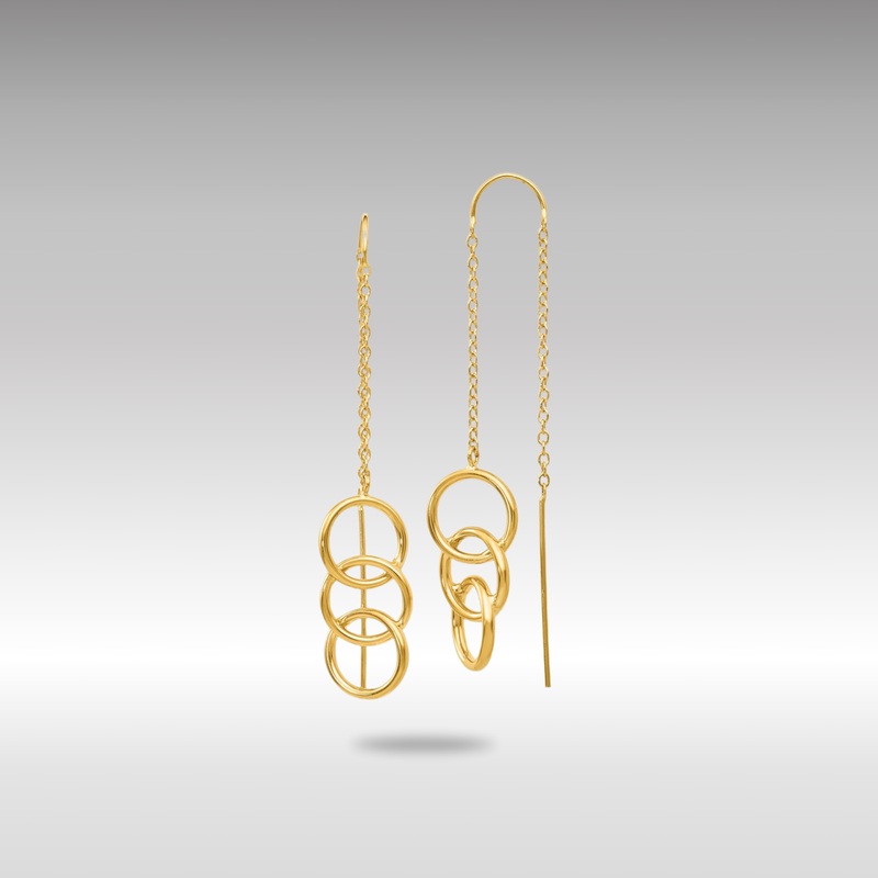 Gold Triple Circle Threader Earrings – Model YE1053